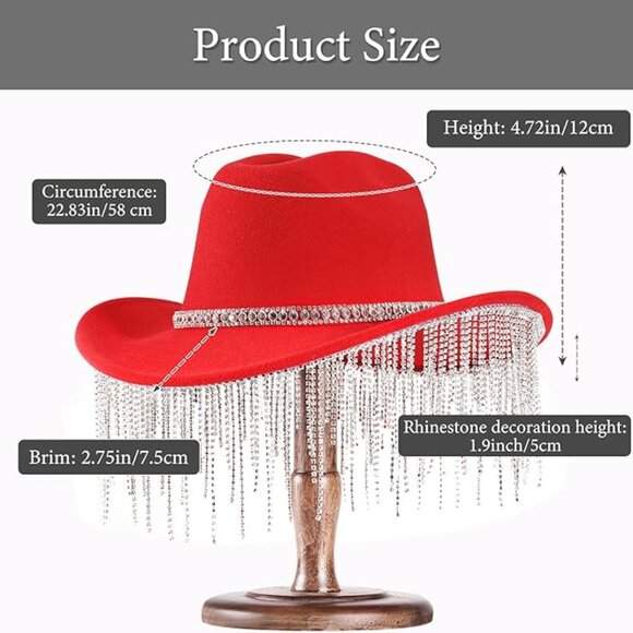 Wide brim diamond cowgirl hat - Picture 4 of 6